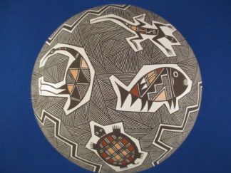 Larger Painted Acoma Seed Pot with Animals by exceptional pottery artist, Rebecca Lucario FOR SALE $650-