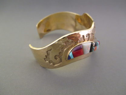 Multi-Stone Inlay Gold Bracelet by Ervin Haskie