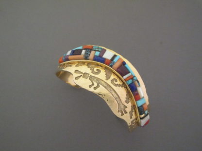 Multi-Stone Inlay Gold Bracelet by Ervin Haskie