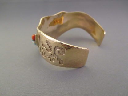 Multi-Stone Inlay Gold Bracelet by Ervin Haskie