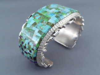 Turquoise & Sugilite Inlay Cuff Bracelet by Native American (Navajo) jewelry artist, Alvin Yellowhorse FOR SALE $5,900-