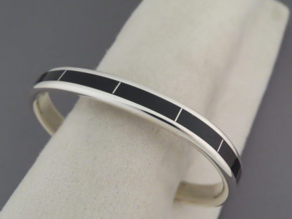 Black Onyx Inlay Cuff Bracelet by Larry Loretto