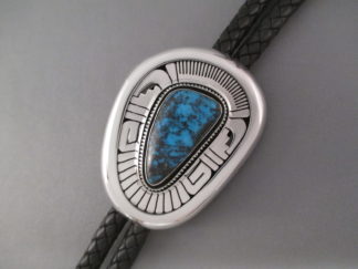Turquoise Bolo - Apache Blue Turquoise Bolo Tie by Navajo jewelry artist, Leonard Nez $1,175-