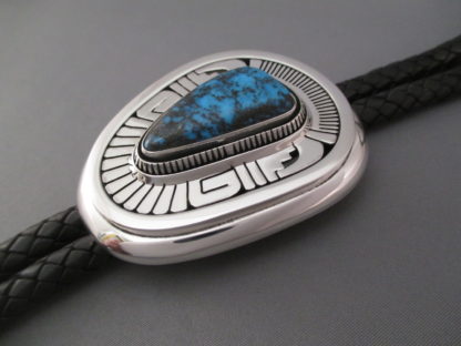 Apache Blue Turquoise Bolo Tie by Leonard Nez