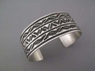 Native American Jewelry - Sterling Silver Cuff Bracelet by Navajo jeweler, Tsosie Orville White FOR SALE $245-