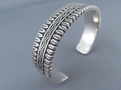 Sterling Silver Navajo Cuff Bracelet by Lyle Secatero