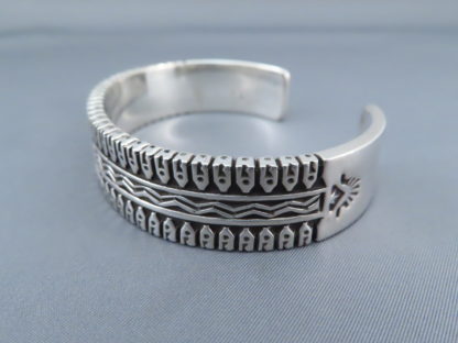 Sterling Silver Navajo Cuff Bracelet by Lyle Secatero