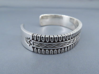 Sterling Silver Navajo Cuff Bracelet by Lyle Secatero