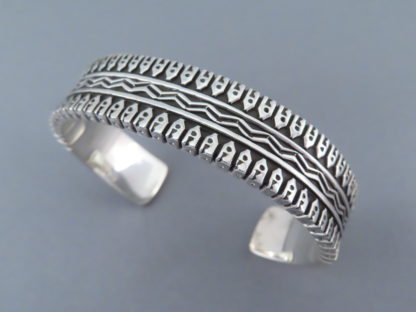 Sterling Silver Navajo Cuff Bracelet by Lyle Secatero