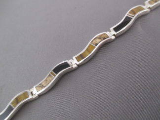 Multi-Stone Inlay Link Bracelet (Wavy)