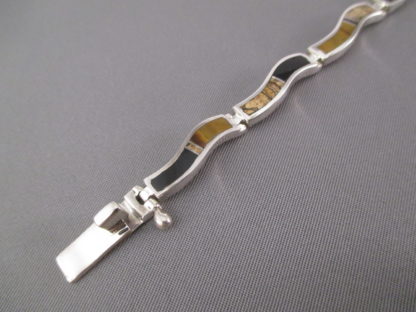 Multi-Stone Inlay Link Bracelet (Wavy)