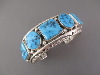 Turquoise Bracelet - Vintage Turquoise Cuff Bracelet by Native American (Navajo) jewelry artist, Orville Tsinnie $795-