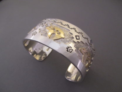 14kt Gold Overlay & Sterling Silver BEAR Cuff Bracelet