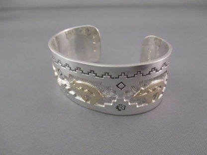 14kt Gold Overlay & Sterling Silver BEAR Cuff Bracelet