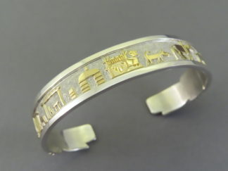 Buy Native American Jewelry - Silver & Gold 'Storyteller' Cuff Bracelet by Navajo Indian jeweler, Robert Taylor $950- FOR SALE