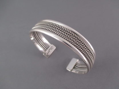 Sterling Silver Bracelet Cuff by Artie Yellowhorse with ‘Mesh’ Design
