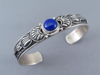 Native American Jewelry - Lapis Cuff Bracelet For Sale, made by Navajo Indian jeweler, Tsosie Orville White $235-