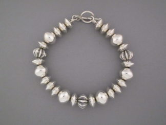 Native American Jewelry - Silver Bead Link Bracelet by Navajo jewelry artist, Bryan Joe $350-