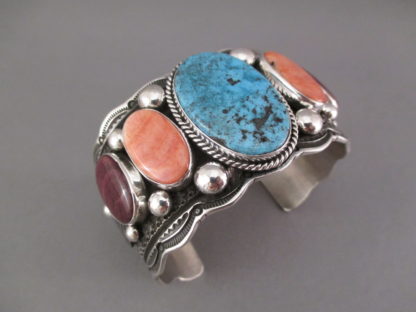 Ithaca Peak Turquoise & Spiny Oyster Shell Cuff Bracelet by Guy Hoskie