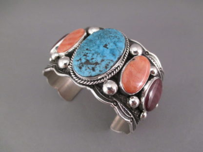 Ithaca Peak Turquoise & Spiny Oyster Shell Cuff Bracelet by Guy Hoskie