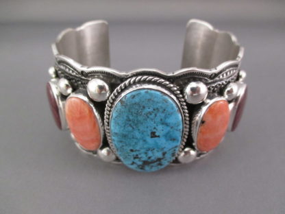 Ithaca Peak Turquoise & Spiny Oyster Shell Cuff Bracelet by Guy Hoskie