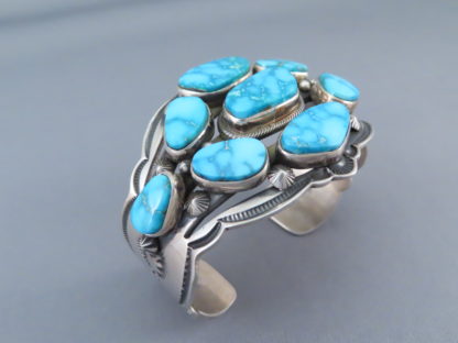 Kingman Turquoise Cuff Bracelet by Aaron Toadlena