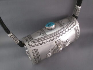 Sterling Silver PURSE with Blue Moon Turquoise by Native American Jewelry artist, Leonard Gene (Navajo) $3,950-