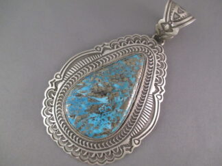 Turquoise Jewelry - Large Persian Turquoise Pendant by Native American jewelry artist, Arnold Blackgoat $2,250-
