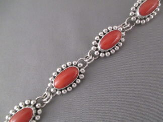 Mediterranean Coral Link Bracelet by Native American jewelry artist, Artie Yellowhorse (Navajo) $695-
