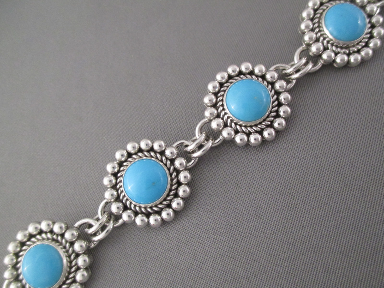 Sleeping Beauty Turquoise Link Bracelet by Native American Jewelry artist, Artie Yellowhorse $595-