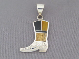 Multi-Stone Inlay ‘Cowboy Boot’ Pendant