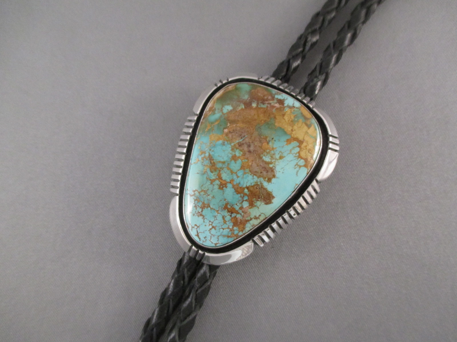 Details about   Vintage Navajo Artisian Large Royston Turquoise Sterling Silver Bolo Tie Leather 
