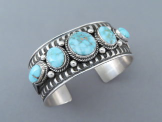 Dry Creek Turquoise Cuff Bracelet by Native American Navajo Indian jewelry artist, Andy Cadman $695- FOR SALE