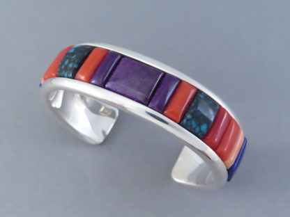 Cobblestone Inlay Cuff Bracelet Featuring Sugilite
