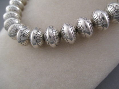 Marie Yazzie Stamped Sterling Silver Bead Necklace