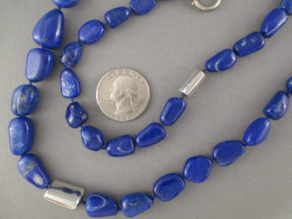 Lapis Necklace with Larger Lapis & Silver Beads