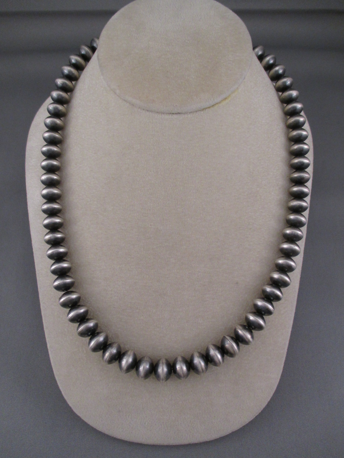 Oxidized Sterling Silver Necklace, Navajo Indian Jewelry - 20