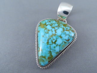 Turquoise Jewelry - High-Dome Kingman Turquoise Pendant by Navajo jeweler, Artie Yellowhorse FOR SALE $795-