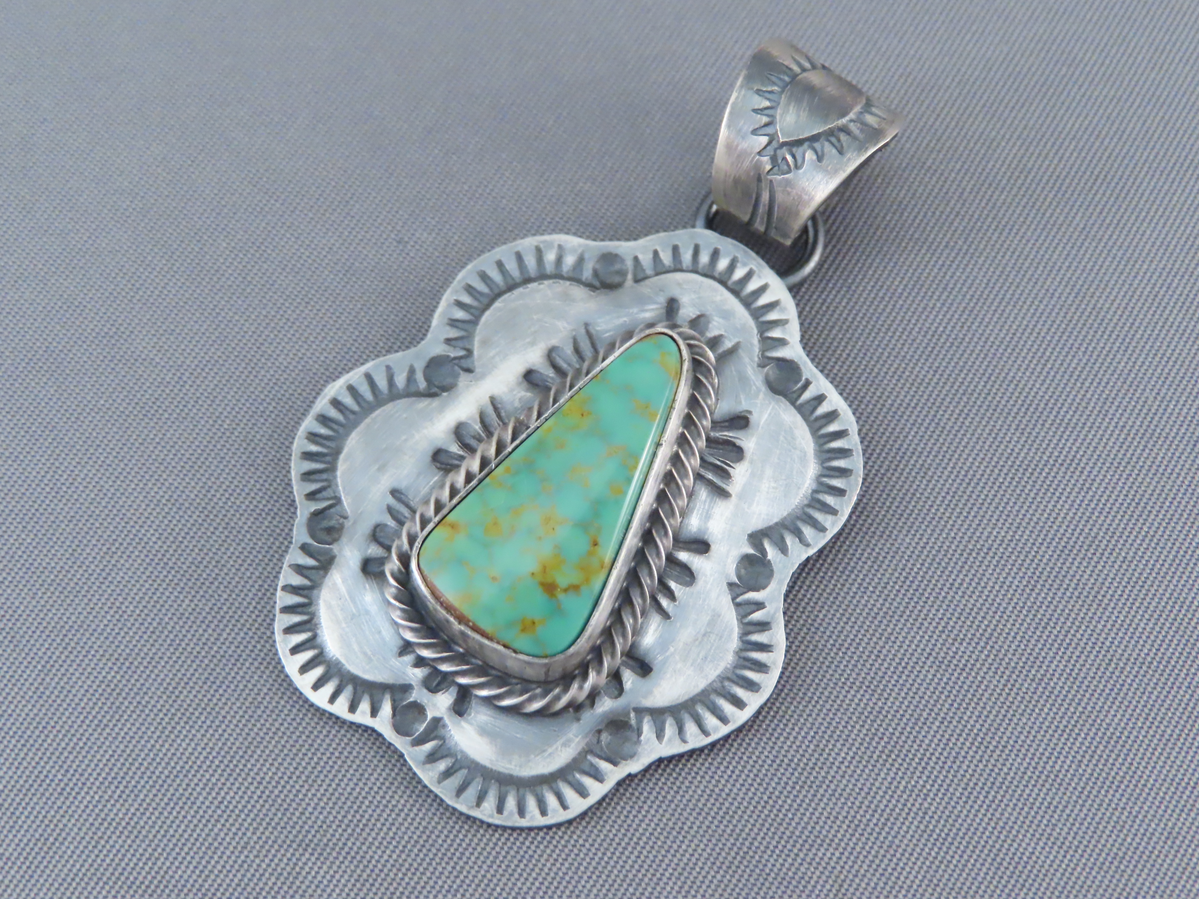 Turquoise Jewelry - Royston Turquoise Pendant by Native American Navajo Indian jeweler, Kathy Yazzie $175- FOR SALE