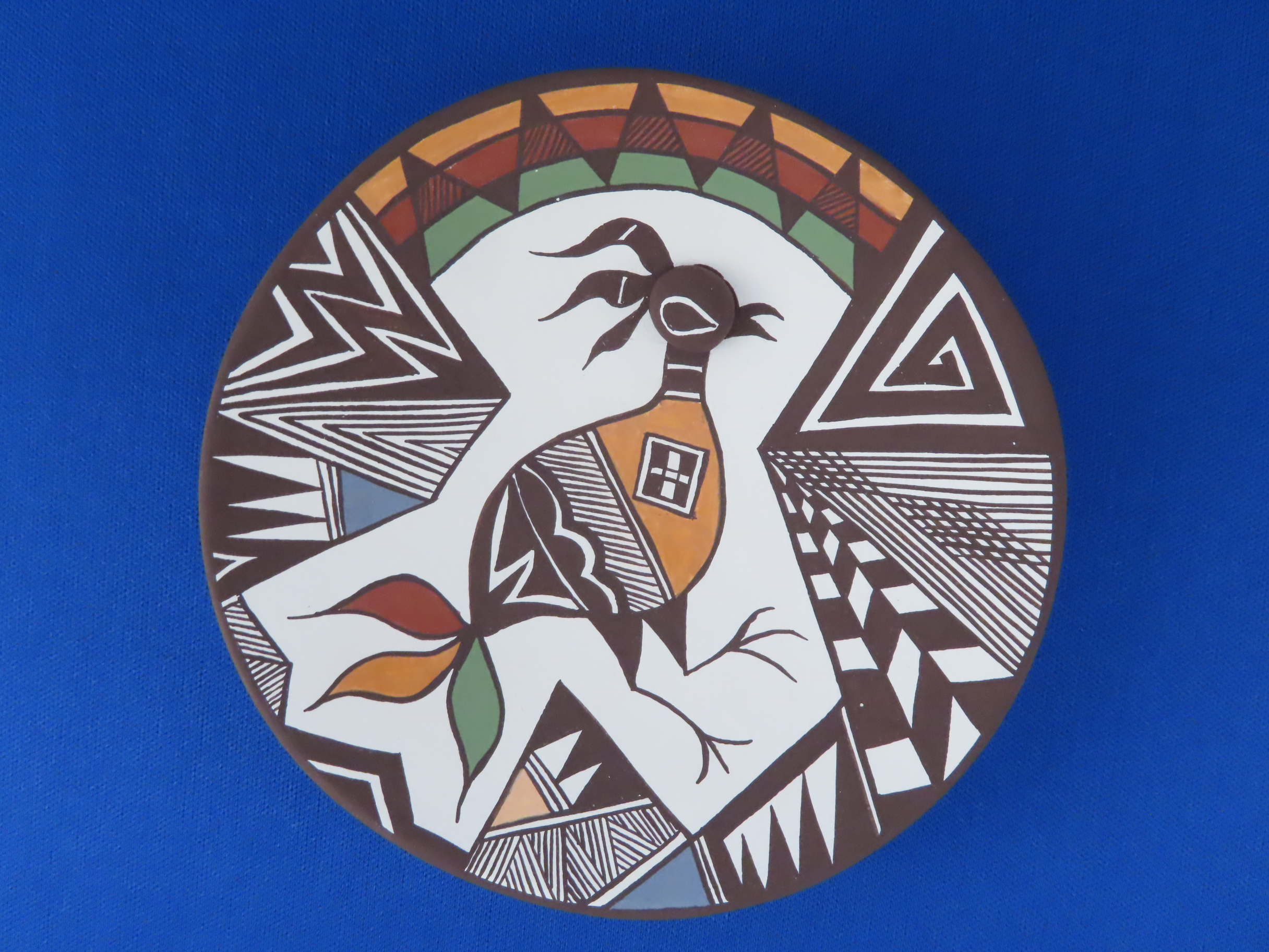 Acoma Pottery Plate with Bird Design by Native American (Acoma Puebloan) pottery artist, Carolyn Concho FOR SALE $245-