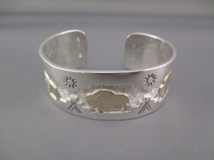 Fortune Huntinghorse 14kt Gold Overlay Cuff Bracelet featuring BISON