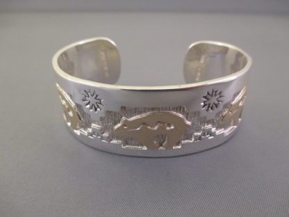 14kt Gold & Sterling Silver ‘Bear’ Cuff Bracelet