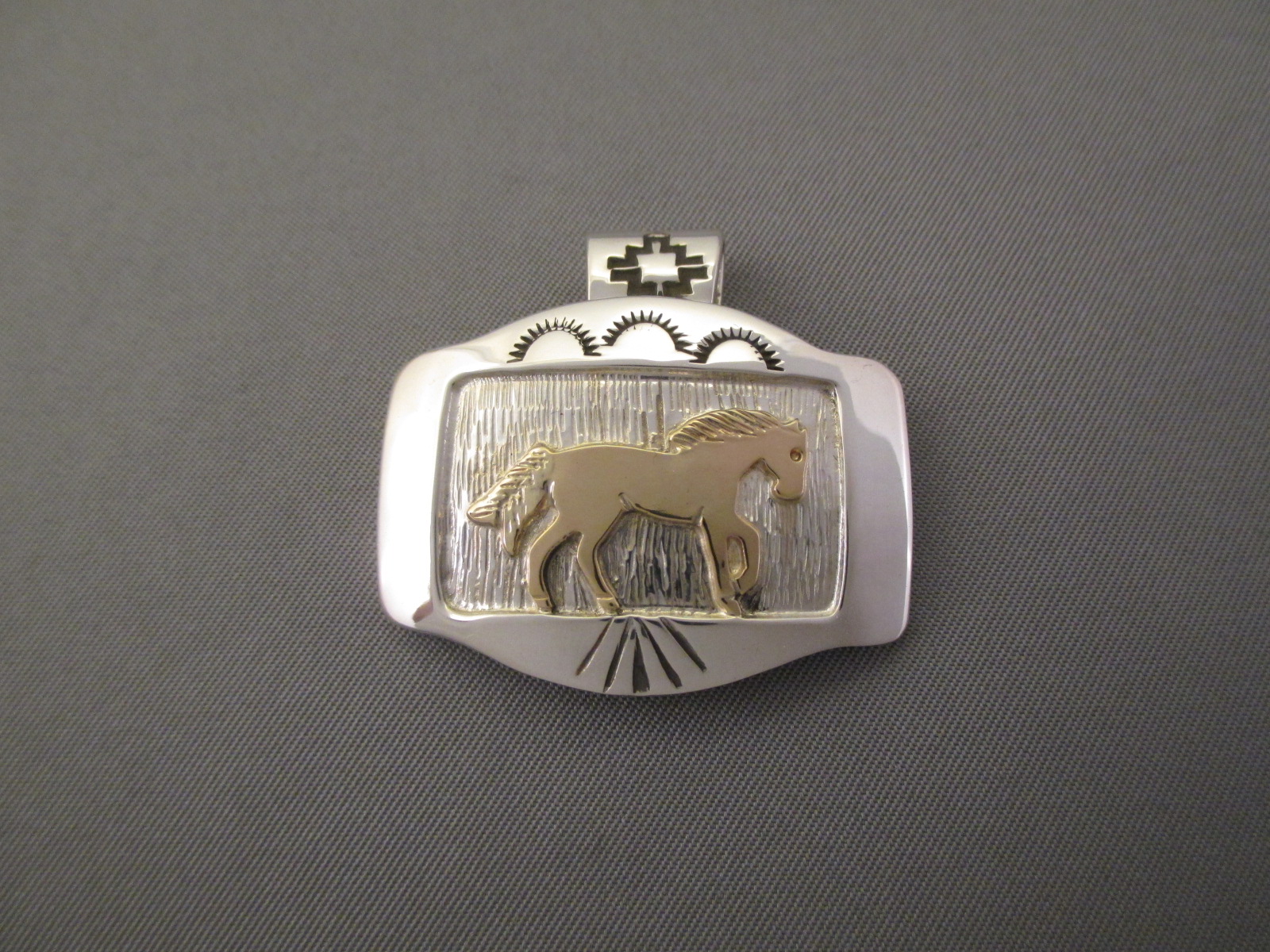 HORSE Pendant - Silver & Gold Horse Pendant by Native American jewelry artist, Fortune Huntinghorse $335-