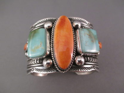 Spiny Oyster Shell & Royston Turquoise Bracelet by Guy Hoskie