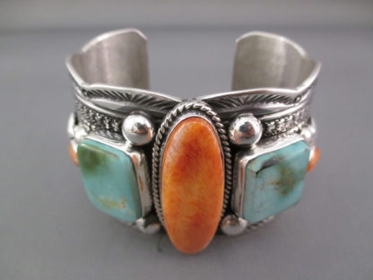 Spiny Oyster Shell & Royston Turquoise Bracelet by Guy Hoskie