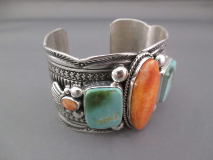 Spiny Oyster Shell & Royston Turquoise Bracelet by Guy Hoskie