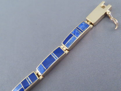 Gold & Lapis Inlay Link Bracelet (Wider)