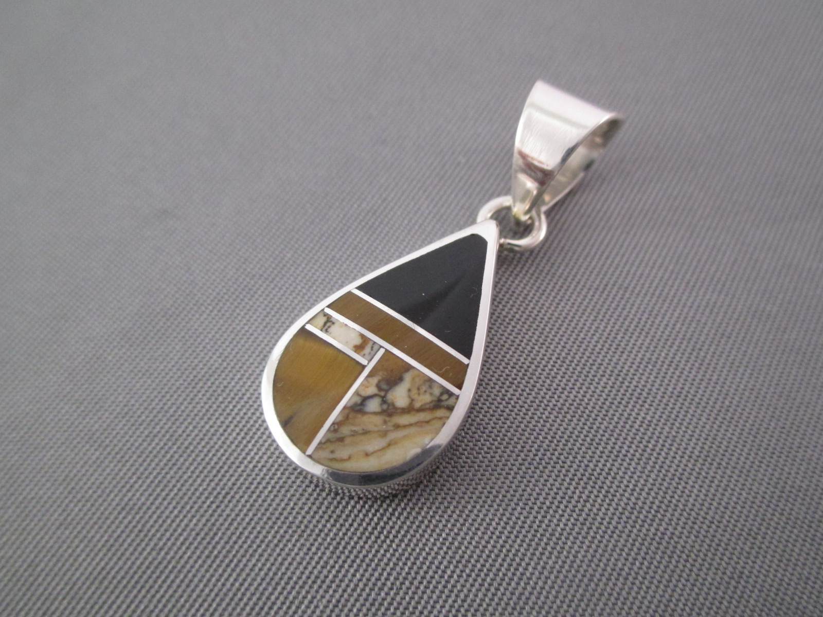 Native American Jewelry - Multi-Stone Inlay Pendant (Teardrop) by Navajo jeweler, Delphine Benally $125-