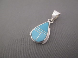 Small Turquoise Inlay Pendant (Teardrop) by Navajo Indian jewelry artist, Delphine Benally $130-