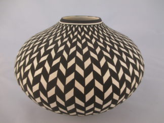 Acoma Pottery - Painted 'Basket Weave' Pottery Bowl by Acoma Pueblo Indian Potter, Paula Estevan FOR SALE $550-